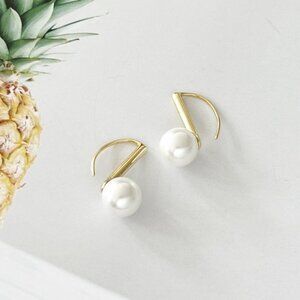 Anthropologie Pearl Hoop Earrings